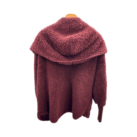 Nordic Beach Body Wrap Sherpa Fleece Hooded Cardigan Mahogany Wine One Size OSFA - Picture 6 of 6